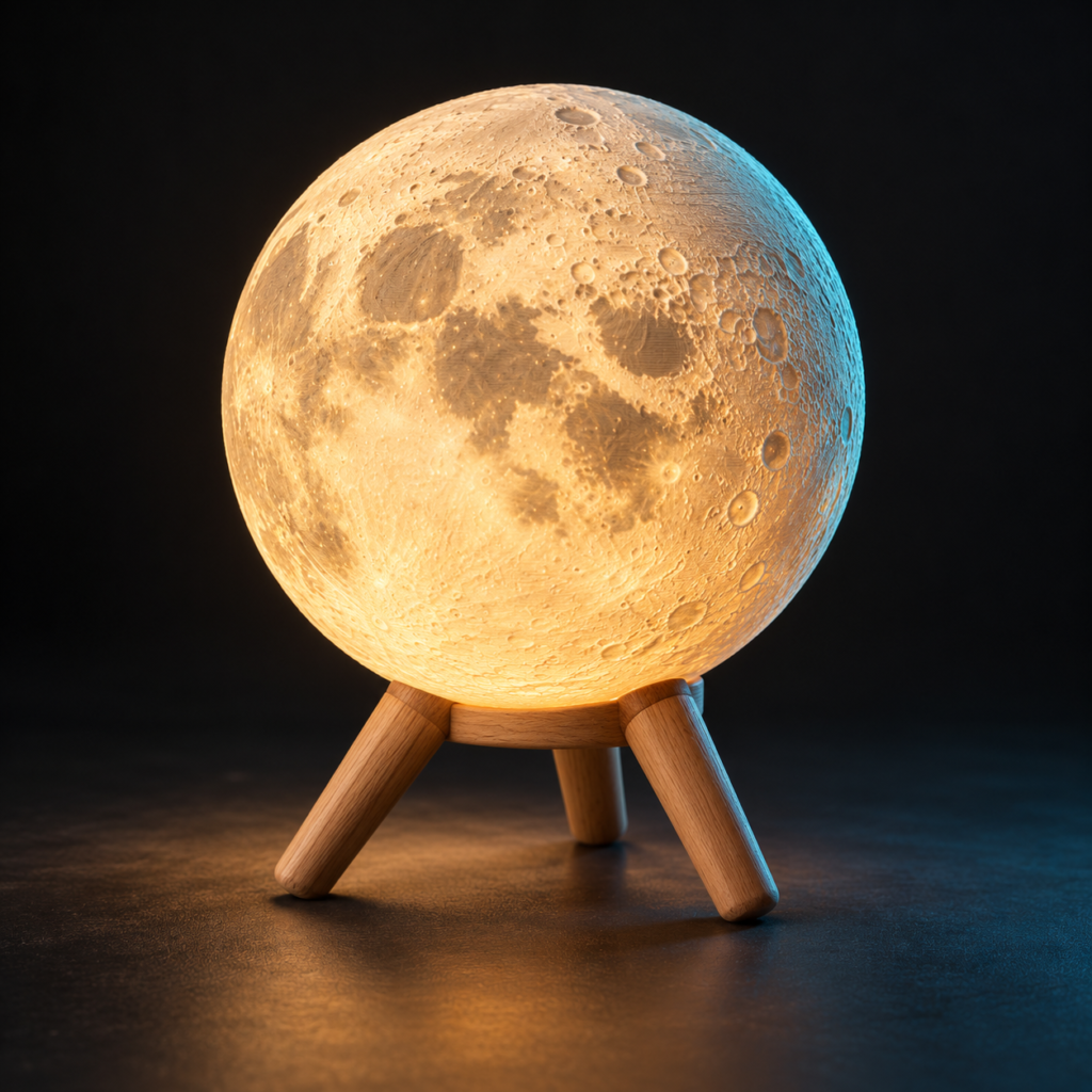 Imagen conceptual de muestra de una lámpara lunar