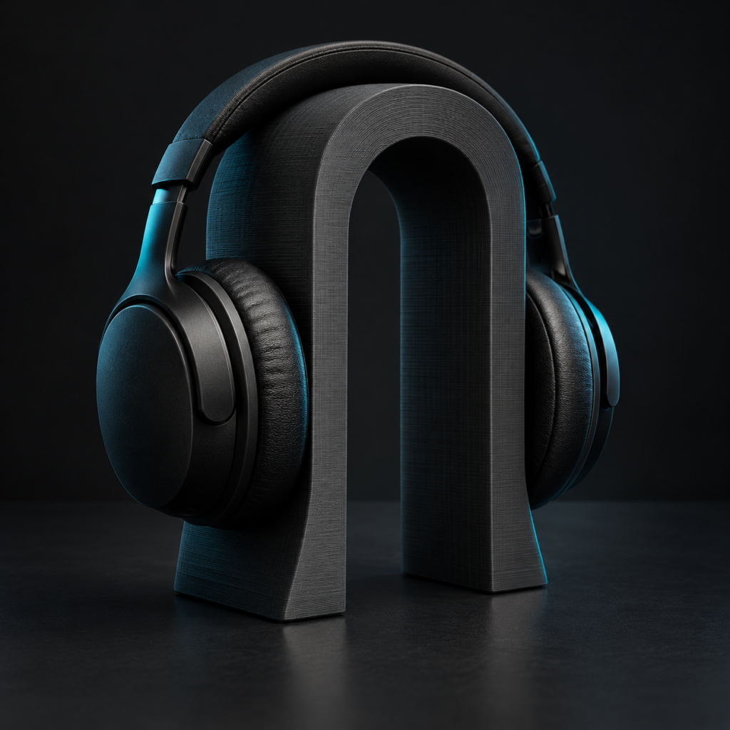 Imagen conceptual de muestra de un soporte de auriculares